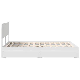 Opslag bed met hoofdeinde Wit 140 x 190 cm Bewerkt hout 9