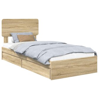 Opslag bed met lade Sonoma Eiken 100 x 200 cm Bewerkt hout 2