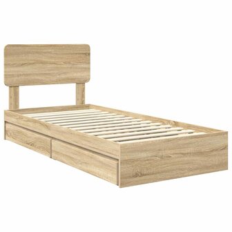 Opslag bed met lade Sonoma Eiken 100 x 200 cm Bewerkt hout 4