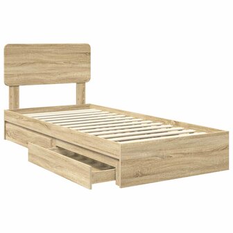 Opslag bed met lade Sonoma Eiken 100 x 200 cm Bewerkt hout 5