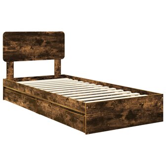 Opslag bed met lade Gerookt eiken 90 x 200 cm Bewerkt hout 4