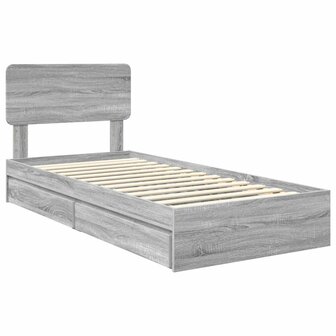 Opslag bed met hoofdeinde Grijs Sonoma 90 x 200 cm Bewerkt hout 4