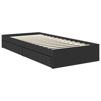 Opslag bed met hoofdeinde Zwart 90 x 190 cm Bewerkt hout 6