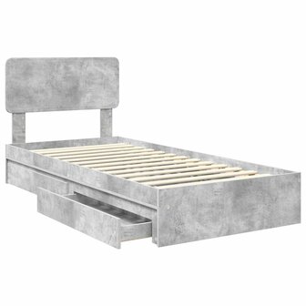 Opslag bed met hoofdeinde Beton Grijs 90 x 190 cm Bewerkt hout 5