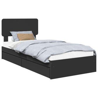 Opslag bed met hoofdeinde Zwart 75 x 190 cm Bewerkt hout 2