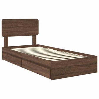 Opslag bed met hoofdeinde Bruin Eiken 75 x 190 cm Bewerkt hout 4