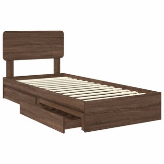 Opslag bed met hoofdeinde Bruin Eiken 75 x 190 cm Bewerkt hout 5