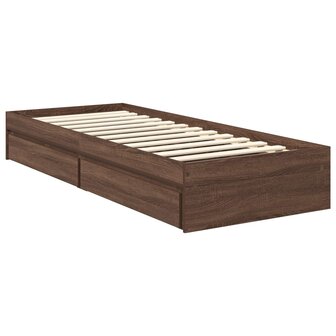 Opslag bed met hoofdeinde Bruin Eiken 75 x 190 cm Bewerkt hout 6