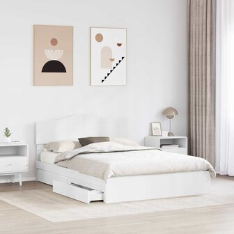 Opslag bed met hoofdeinde Wit 140 x 200 cm Bewerkt hout 3