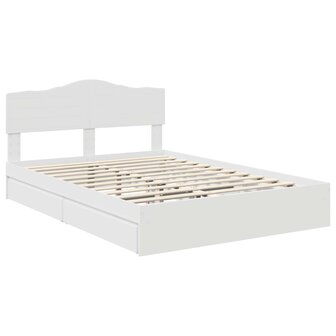 Opslag bed met hoofdeinde Wit 140 x 200 cm Bewerkt hout 4