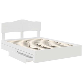 Opslag bed met hoofdeinde Wit 140 x 200 cm Bewerkt hout 5