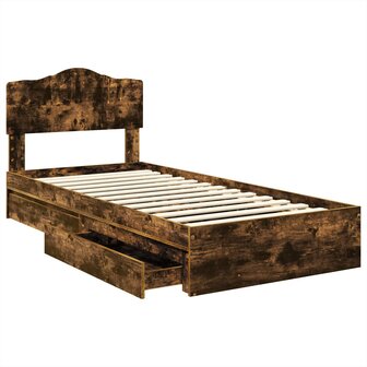 Opslag bed met lade Gerookt eiken 100 x 200 cm Bewerkt hout 5