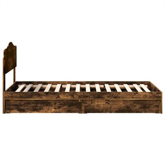 Opslag bed met lade Gerookt eiken 100 x 200 cm Bewerkt hout 9