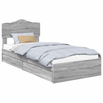 Opslag bed met lade Grijs Sonoma 100 x 200 cm Bewerkt hout 2
