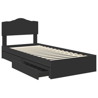 Opslag bed met hoofdeinde Zwart 90 x 190 cm Bewerkt hout 5