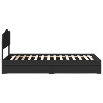 Opslag bed met hoofdeinde Zwart 90 x 190 cm Bewerkt hout 9