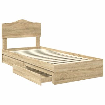 Opslag bed met hoofdeinde Sonoma Eiken 90 x 190 cm Bewerkt hout 5