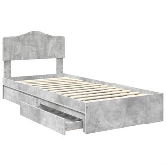 Opslag bed met hoofdeinde Beton Grijs 90 x 190 cm Bewerkt hout 5
