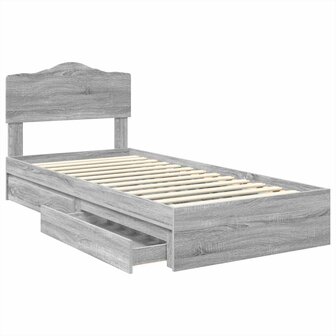 Opslag bed met hoofdeinde Grijs Sonoma 90 x 190 cm Bewerkt hout 5