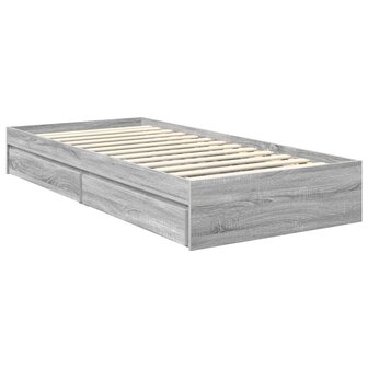 Opslag bed met hoofdeinde Grijs Sonoma 90 x 190 cm Bewerkt hout 6