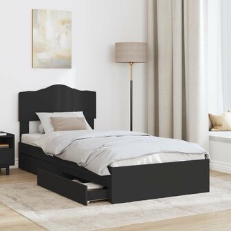 Opslag bed met hoofdeinde Zwart 70 x 190 cm Bewerkt hout 3