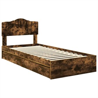Opslag bed met lade Gerookt eiken 70 x 190 cm Bewerkt hout 4