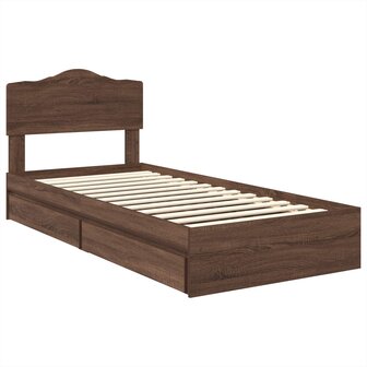 Opslag bed met hoofdeinde Bruin Eiken 70 x 190 cm Bewerkt hout 4