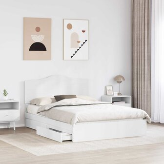 Opslag bed met hoofdeinde Wit 140 x 190 cm Bewerkt hout 3