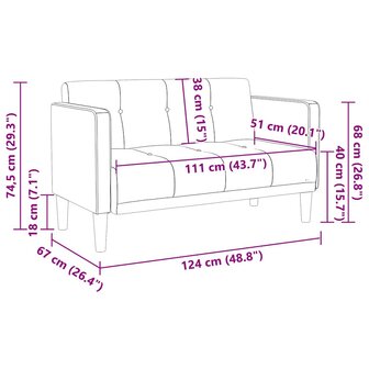 Loveseat bank wijnrood 111 cm fluweel 8