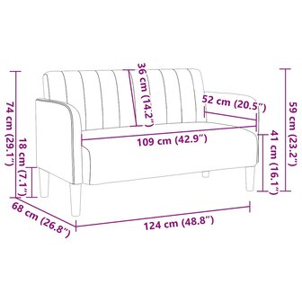 Loveseat bank 109 cm fluweel cr&egrave;mekleurig 8