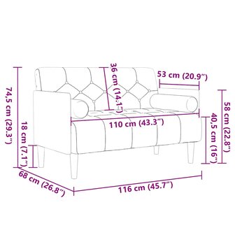 Loveseat bank met bolsters donkergrijs 110 cm fluweel 8