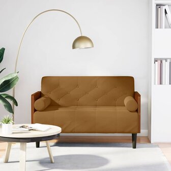 Loveseat bank met bolsters bruin 110 cm fluweel 1