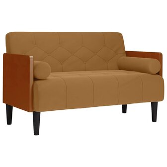 Loveseat bank met bolsters bruin 110 cm fluweel 2