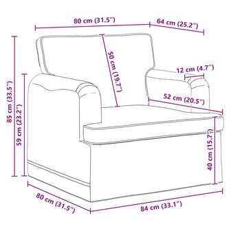 Bank Zwart 84 x 80 x 85 cm Stof 9