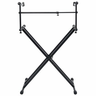 Keyboardstandaard X-frame dubbel versterkt zwart 2