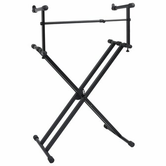 Keyboardstandaard X-frame dubbel versterkt zwart 3