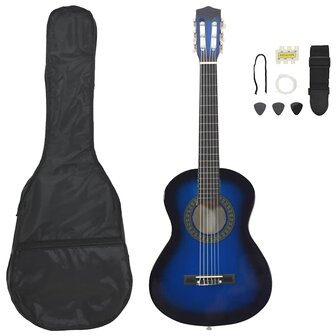 8-delige Gitaarset klassiek beginner 1/2 34" blauw    1