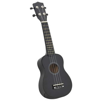 Ukuleleset met tas voor kinderen sopraan 21&amp;apos;&amp;apos; zwart 2