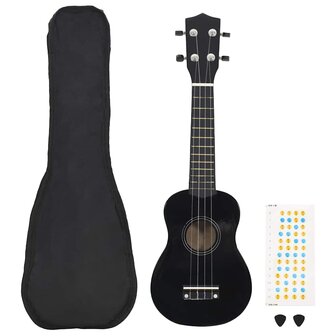 Ukuleleset met tas voor kinderen sopraan 23&amp;apos;&amp;apos; zwart 1