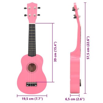 Ukuleleset met tas voor kinderen sopraan 23&amp;apos;&amp;apos; roze 9