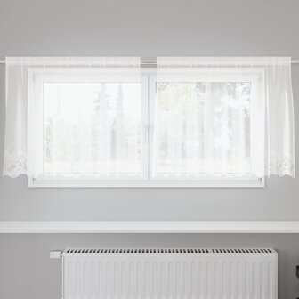 Kantgordijn met gordijnen Bloemen Wit 80 x 200 cm Polyester 1