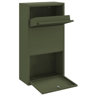 Pakketbrievenbus met opslag Olijf Groen 44 x 22 x 82 cm Staal 4