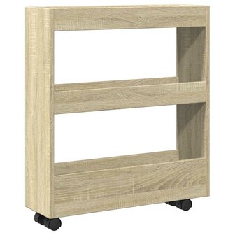 Opbergtrolley smal 3-laags bewerkt hout sonoma eikenkleurig 2