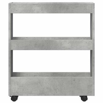 Opbergtrolley smal 3-laags bewerkt hout betongrijs 4