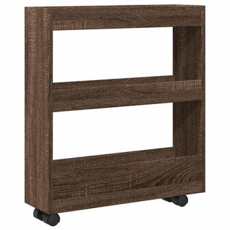 Opbergtrolley smal 3-laags bewerkt hout bruin eikenkleurig 2