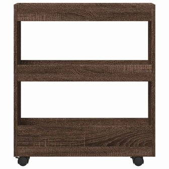 Opbergtrolley smal 3-laags bewerkt hout bruin eikenkleurig 4