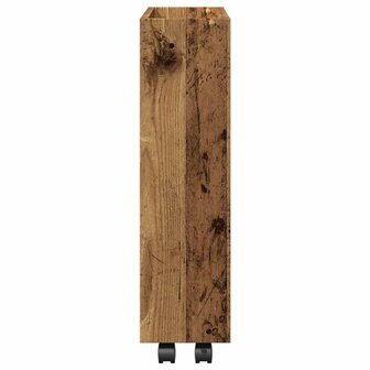 Opbergtrolley smal 3-laags bewerkt hout oud houtkleurig 5