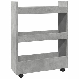 Opbergtrolley smal 3-laags bewerkt hout betongrijs 2