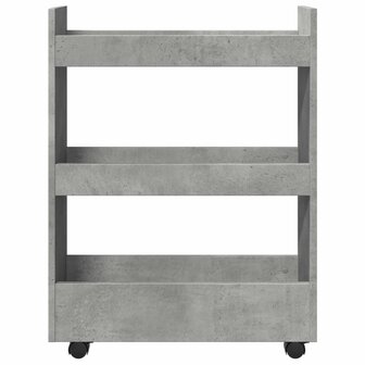Opbergtrolley smal 3-laags bewerkt hout betongrijs 4