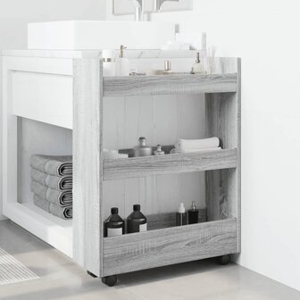Opbergtrolley smal 3-laags bewerkt hout grijs sonoma eiken 3